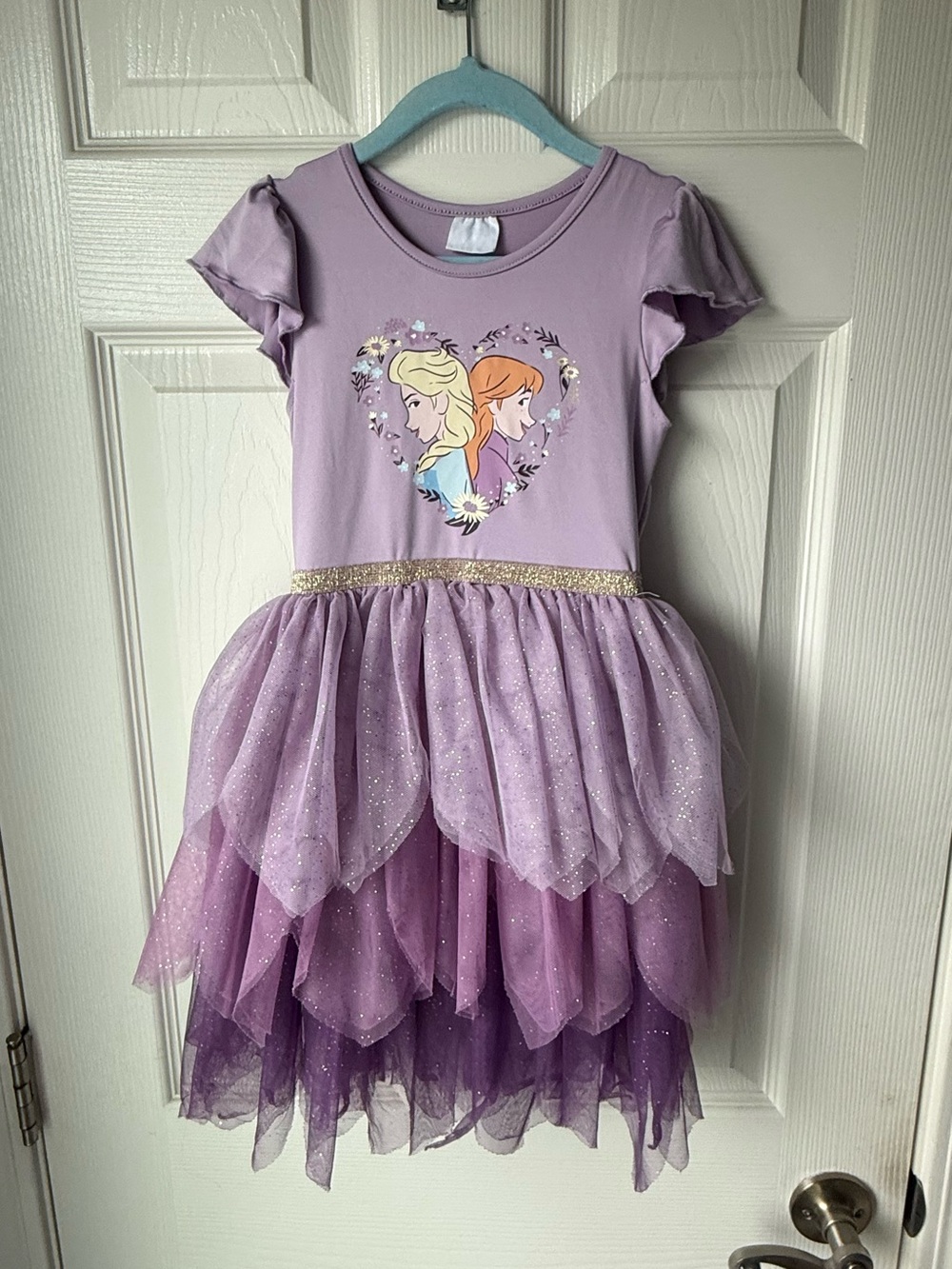 Frozen Anja and Elsa Purple Sparkle Princess Dress for Kids